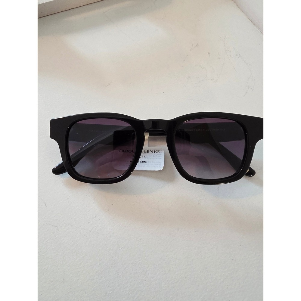Carolina Lemke Berlin Black Rectangular Sunglasses CL9326-1 Gradient Lens